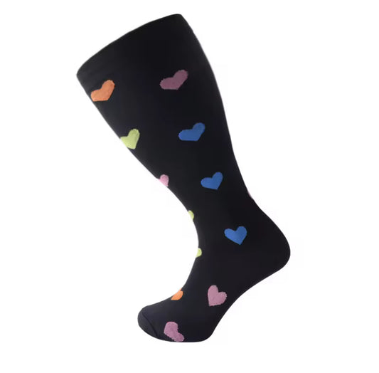 Coloured Hearts Plus Compression Socks